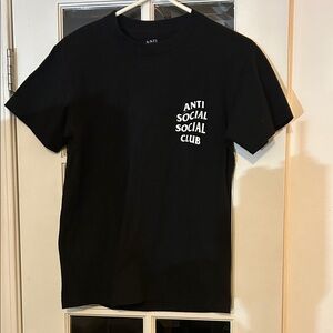 Anti Social Social Club Black Tee with White Logo Pre-Loved Size Small